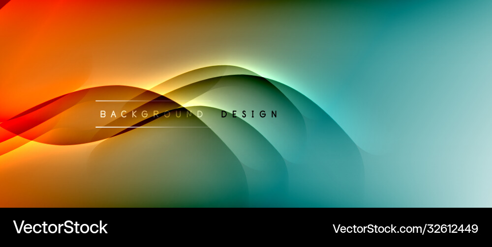 Fluid gradient waves with shadow lines and glowing Vector Image
