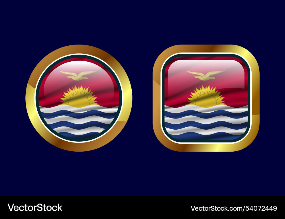 Glossy flag button of kiribati high quality web Vector Image