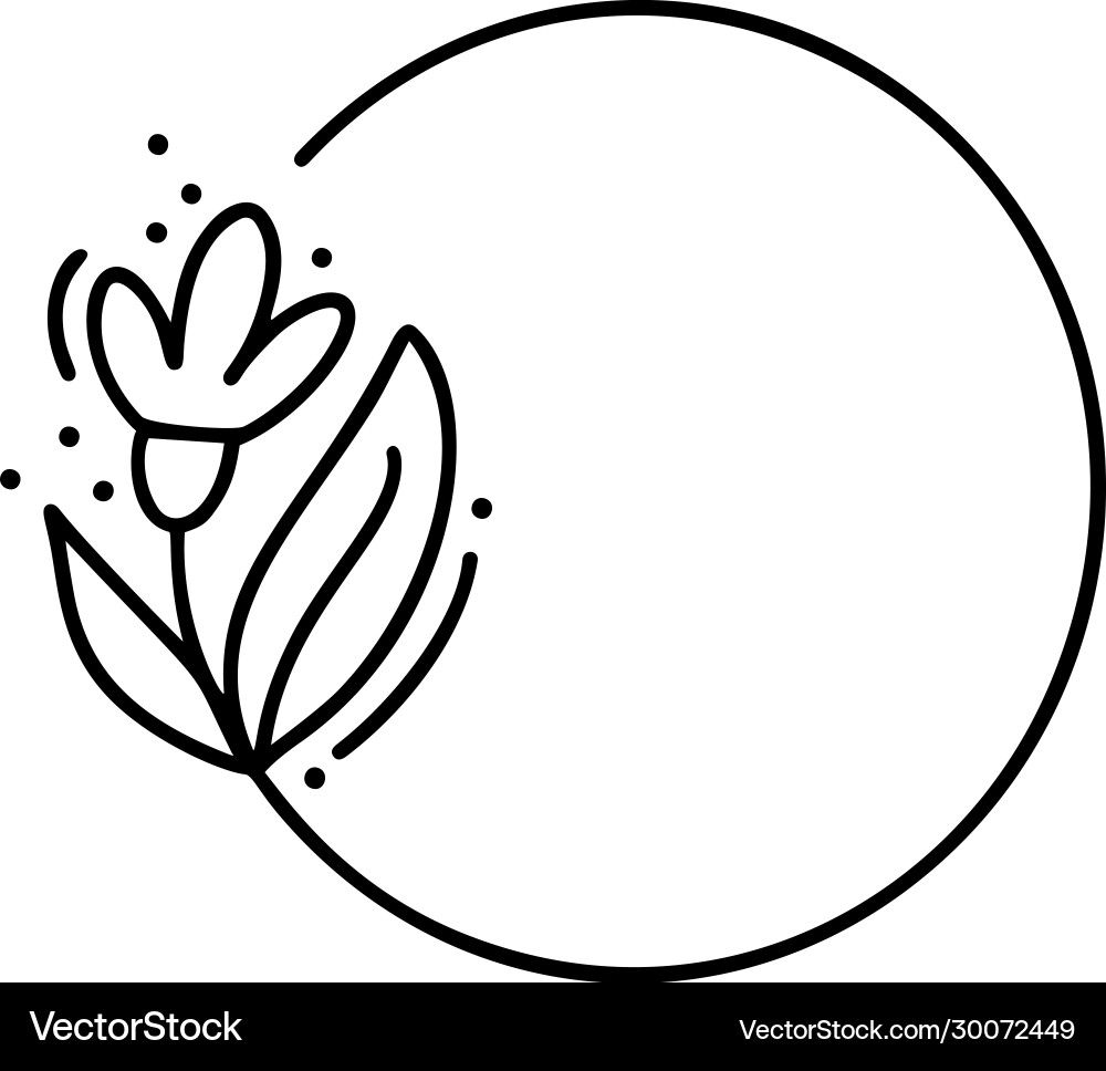 Hand drawn round minimalistic frame with branch Hand drawn round minimalistic frame with branch vector image