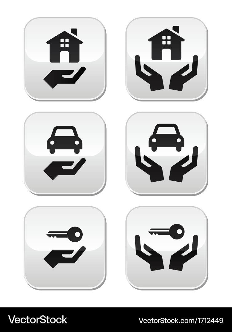 Home car keys with hands buttons set vector image