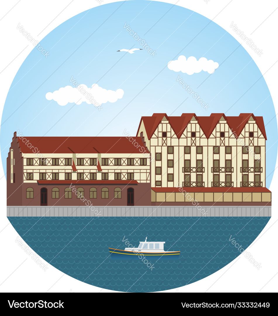 Kaliningrad fish village river station Kaliningrad fish village river station vector image