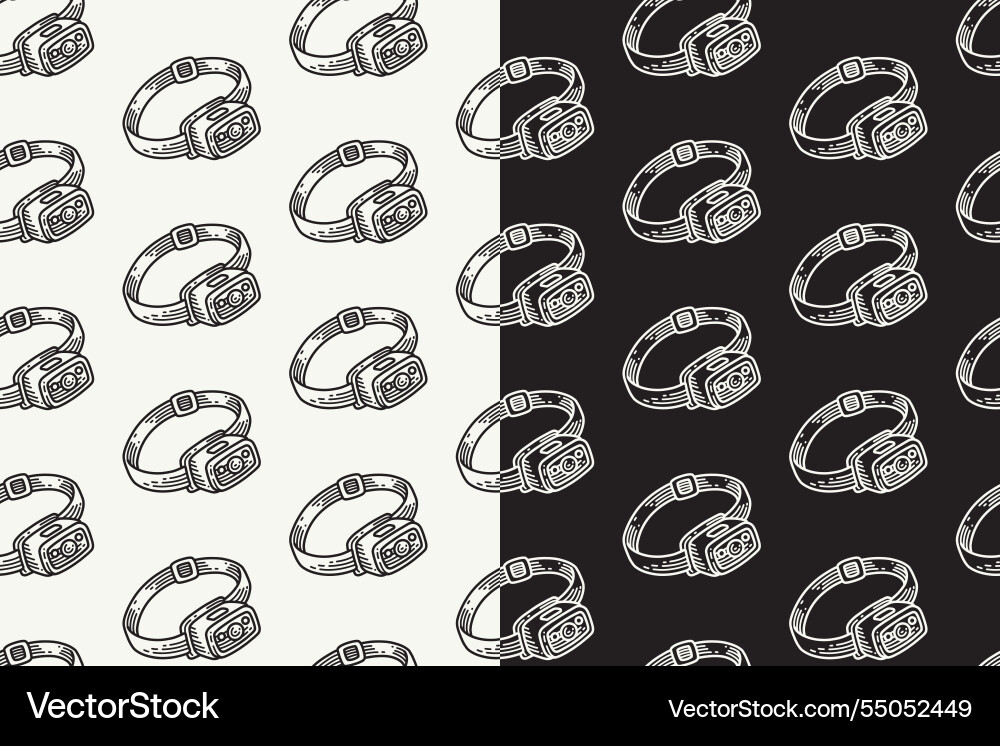 Led headlamp and strap seamless pattern background Led headlamp and strap seamless pattern background vector image