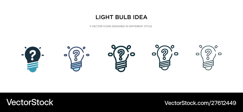Light bulb idea icon in different style two Vector Image
