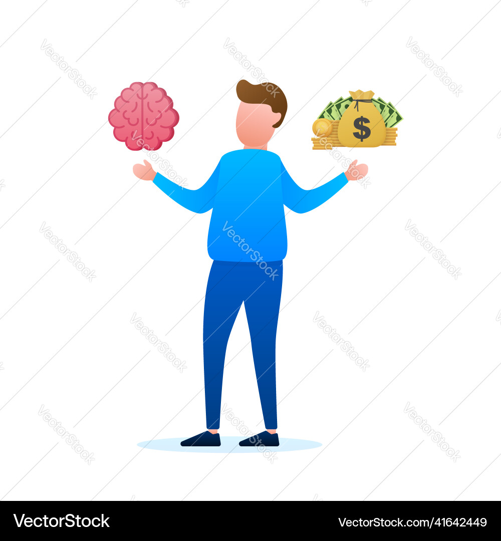 Man choosing between two options brainwork vector image