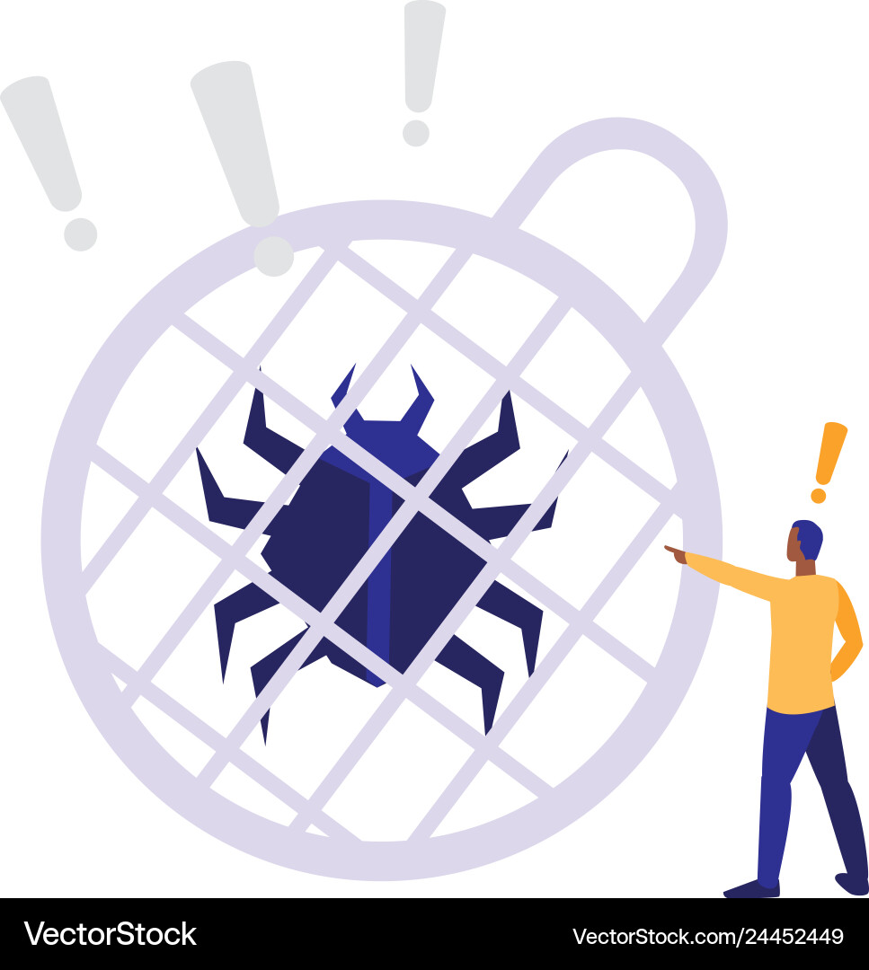 Man using bug animal with sphere planet Man using bug animal with sphere planet vector image