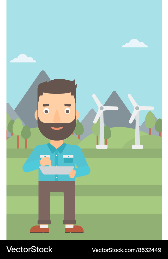 Man using tablet computer vector image