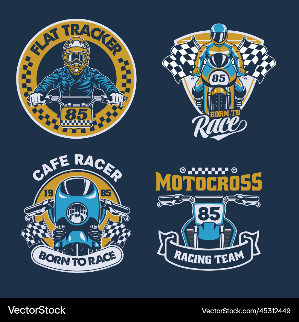 Motorcycle Badge Collection Vector Image