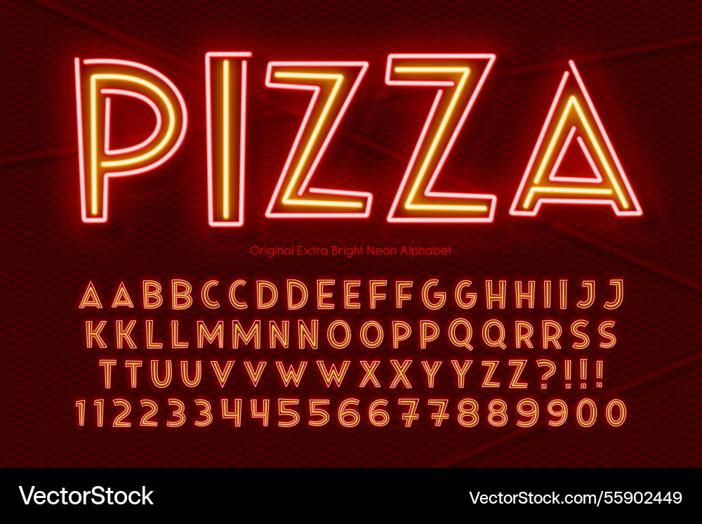 Neon Retro Alphabet - Colorful Glow Vector Image