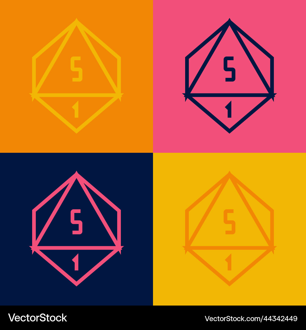 Pop art line game dice icon isolated on color vector image