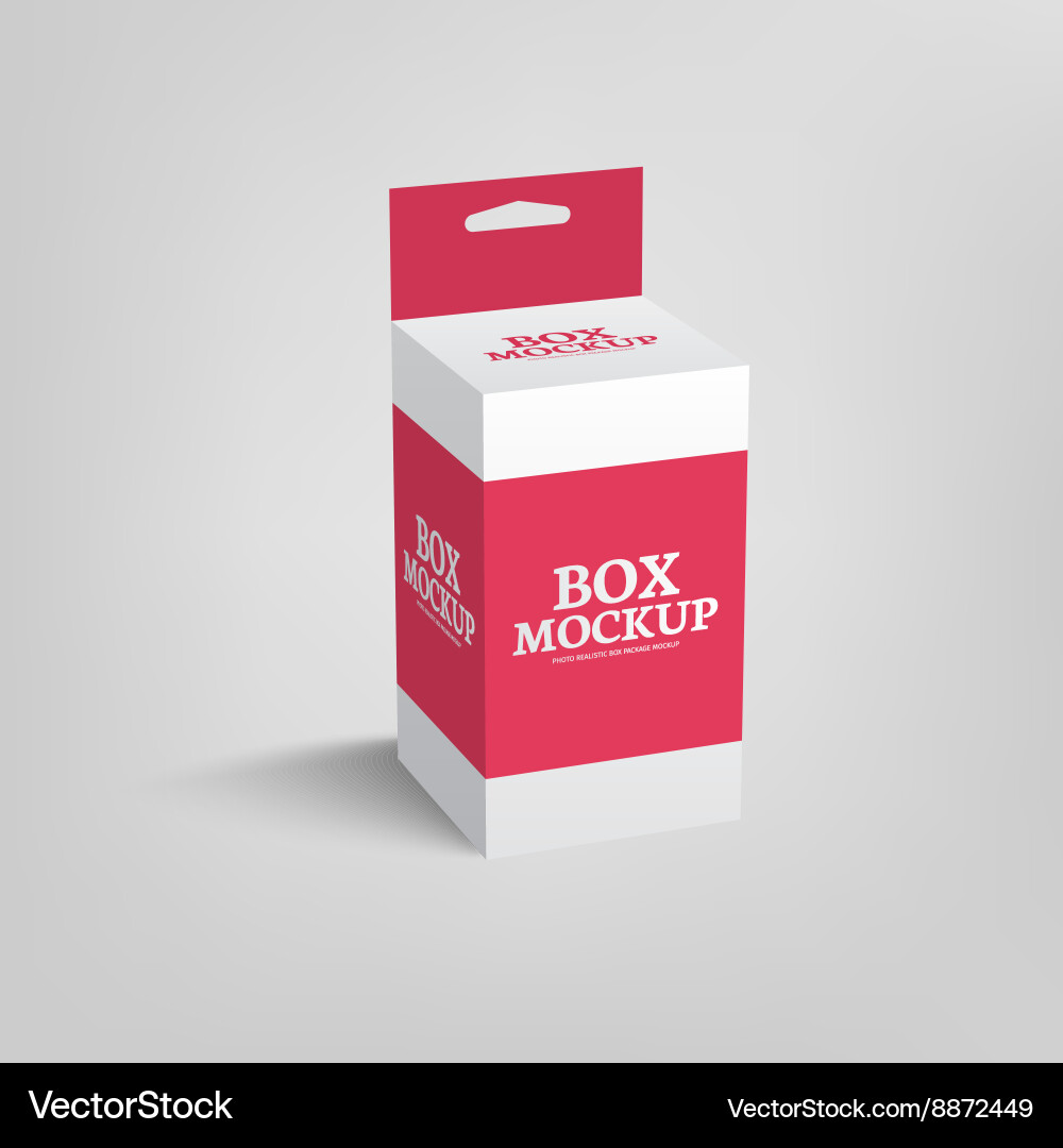Realistic product package box mock-up with hang vector image