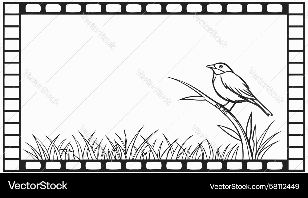 Rustic Bird Branch Border Frame Vector Image