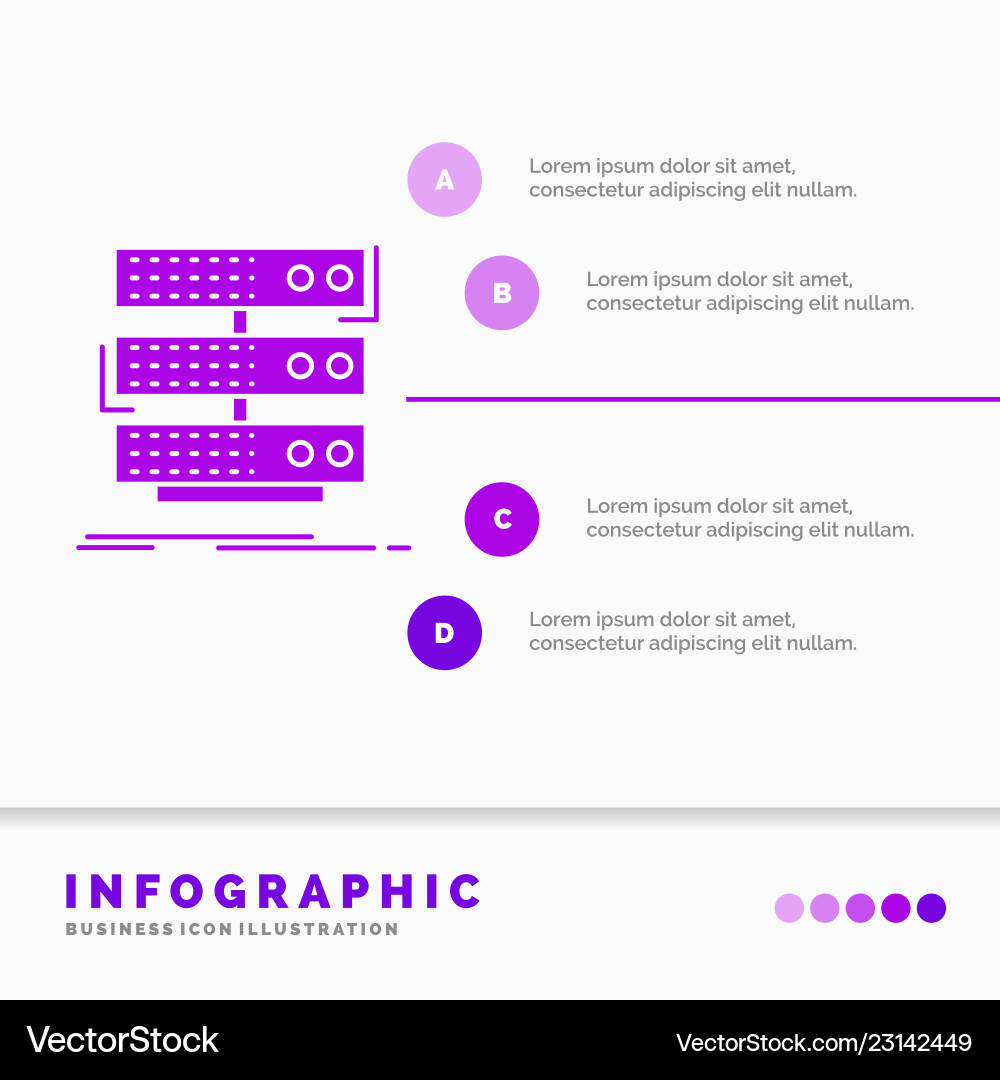 Server storage rack database data infographics Server storage rack database data infographics vector image