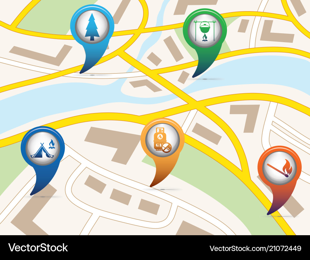 Set of tourism service map pointers Vector Image