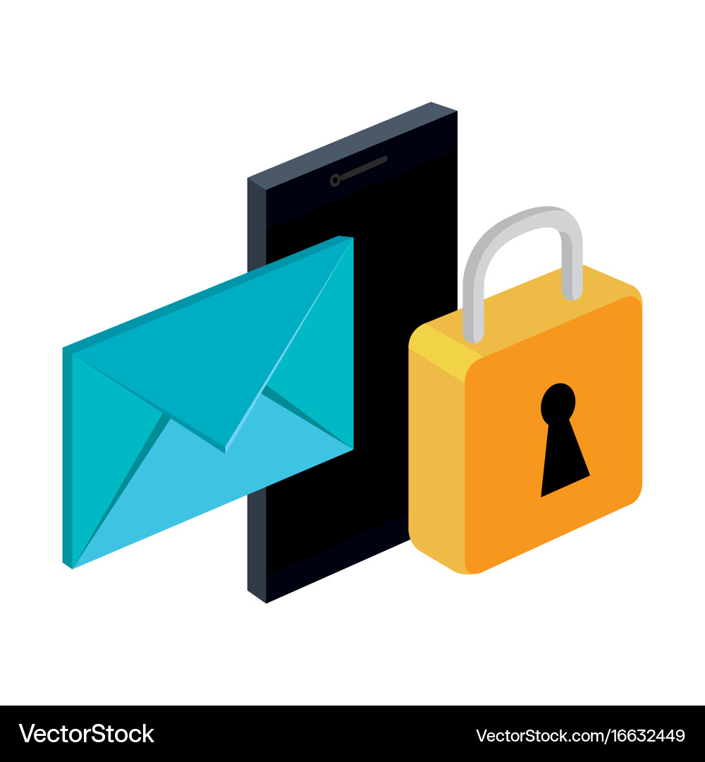 Smartphone message email lock secure digital Vector Image