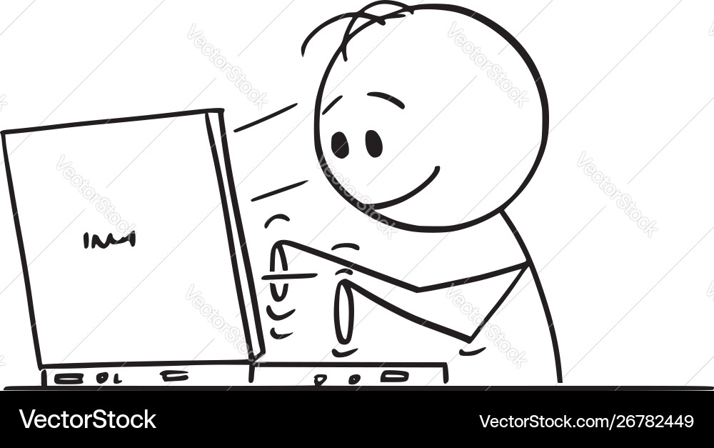 Smiling Man Typing on Computer vector image