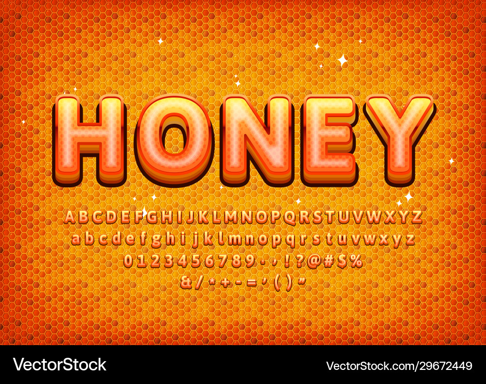 Sweet Honey Alphabet mit realistischem Muster Sweet Honey Alphabet mit realistischem Muster vektorbild