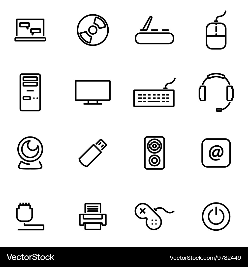 Thin line icons - computer vector image
