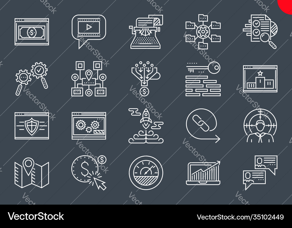 Thin line icons set search engine optimization Thin line icons set search engine optimization vector image