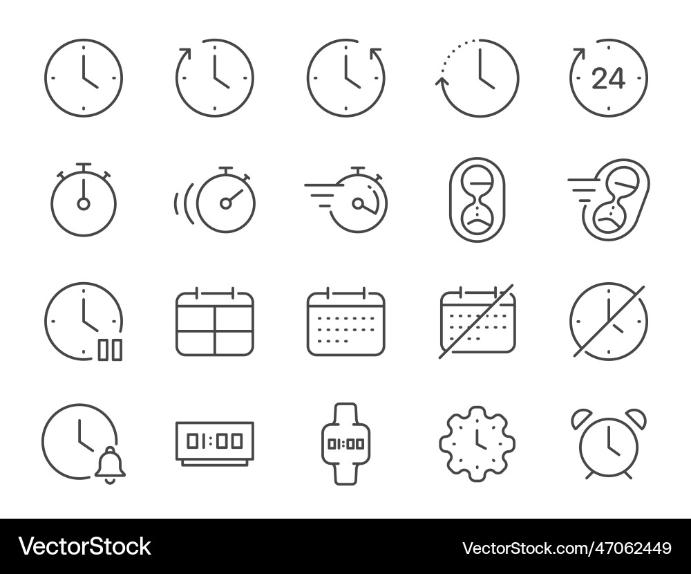 Time Icons - Clock & Calendar Set vector image