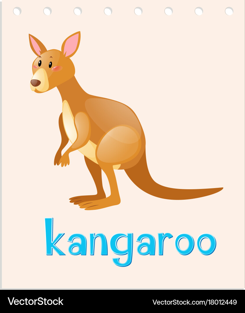 Wordcard with wild kangaroo Vector Image
