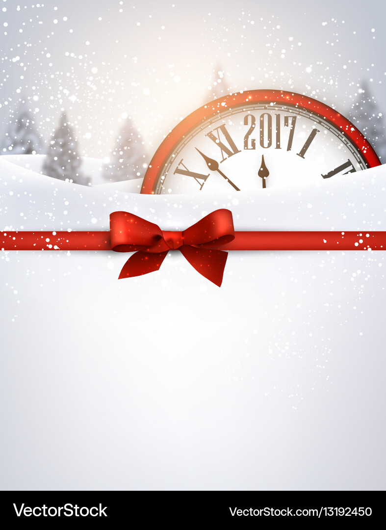 2017 new year background with clock vector image