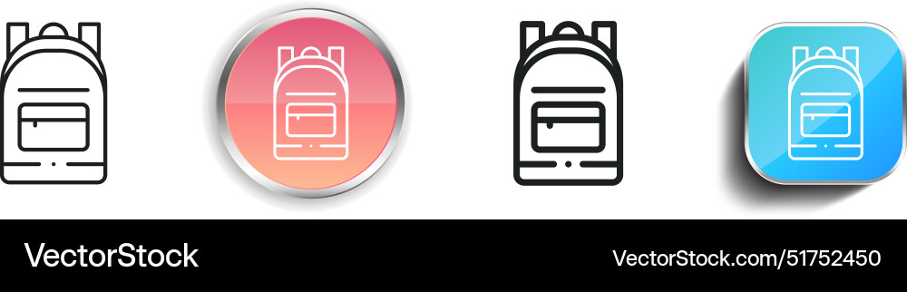 Backpack icon thin linear regular and button Backpack icon thin linear regular and button vector image