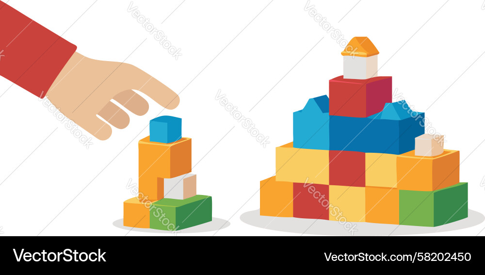 Child Building Block Pyramid Vector Image