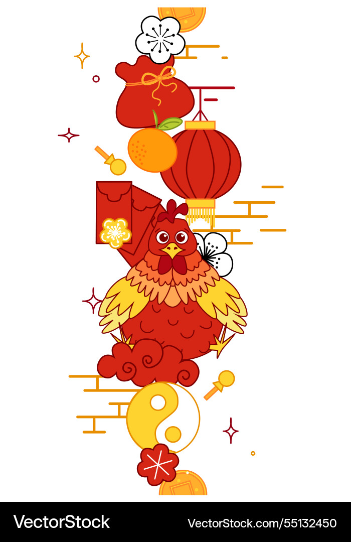 Chinese new year vertical seamless border 2029 Chinese new year vertical seamless border 2029 vector image