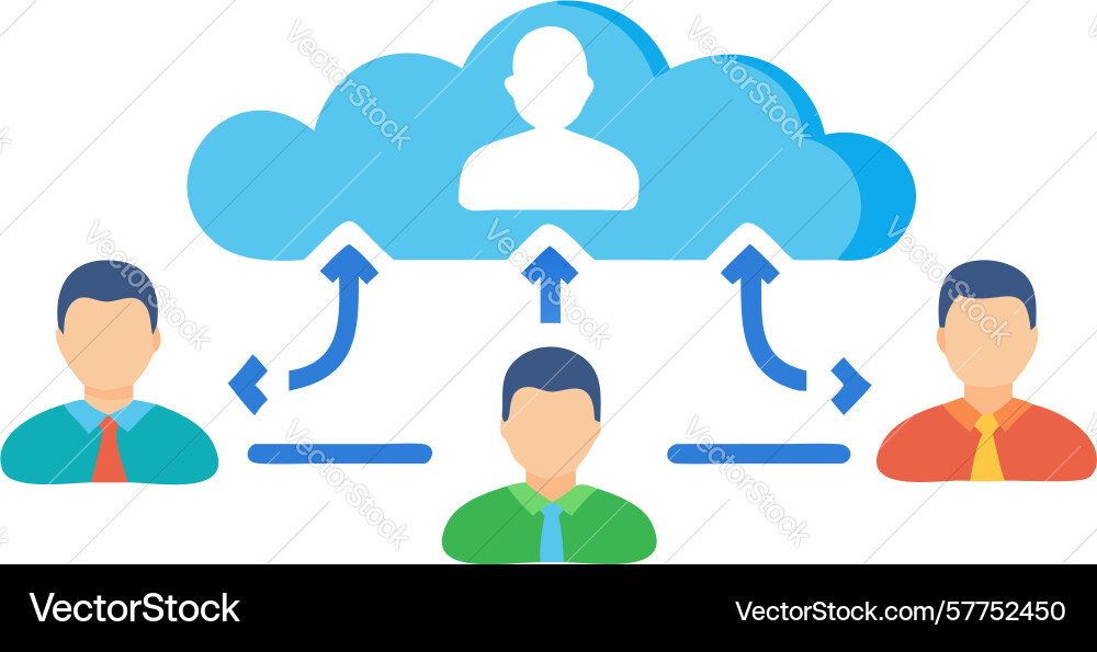 Cloud network users icon for collaborative vector image