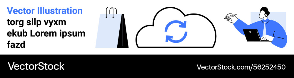 Cloud synchronization with shopping and work Cloud synchronization with shopping and work Vector Image