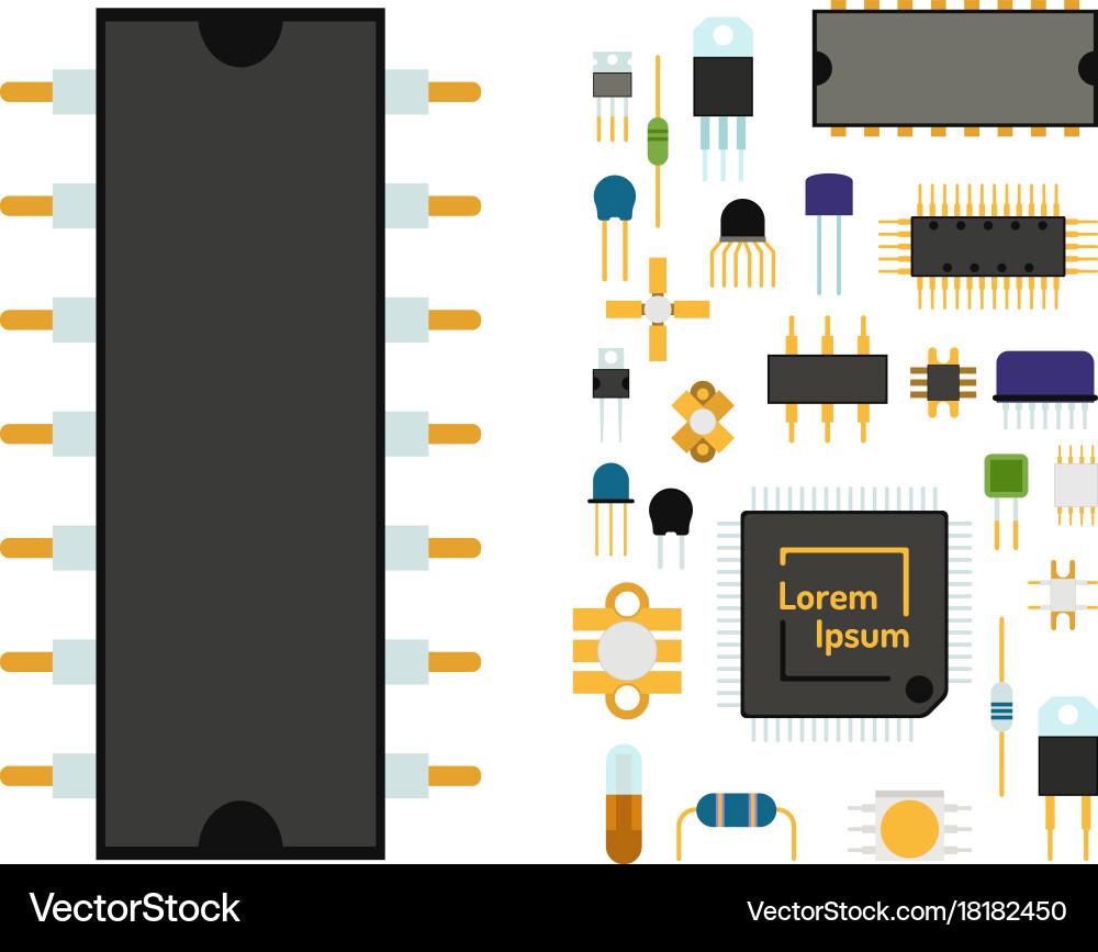 Computer chip technology processor circuit Vector Image