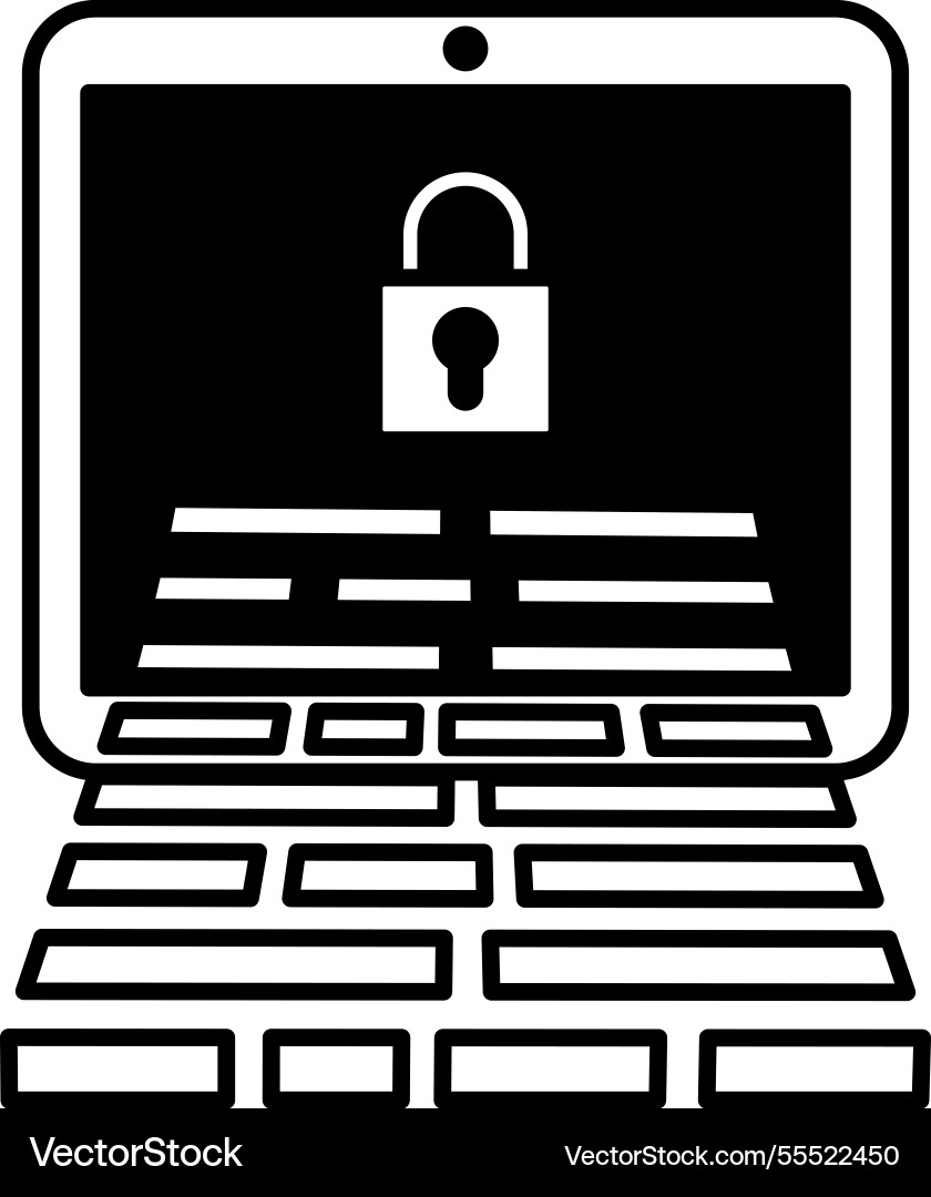 Computer screen with a keyboard and lock Computer screen with a keyboard and lock vector image