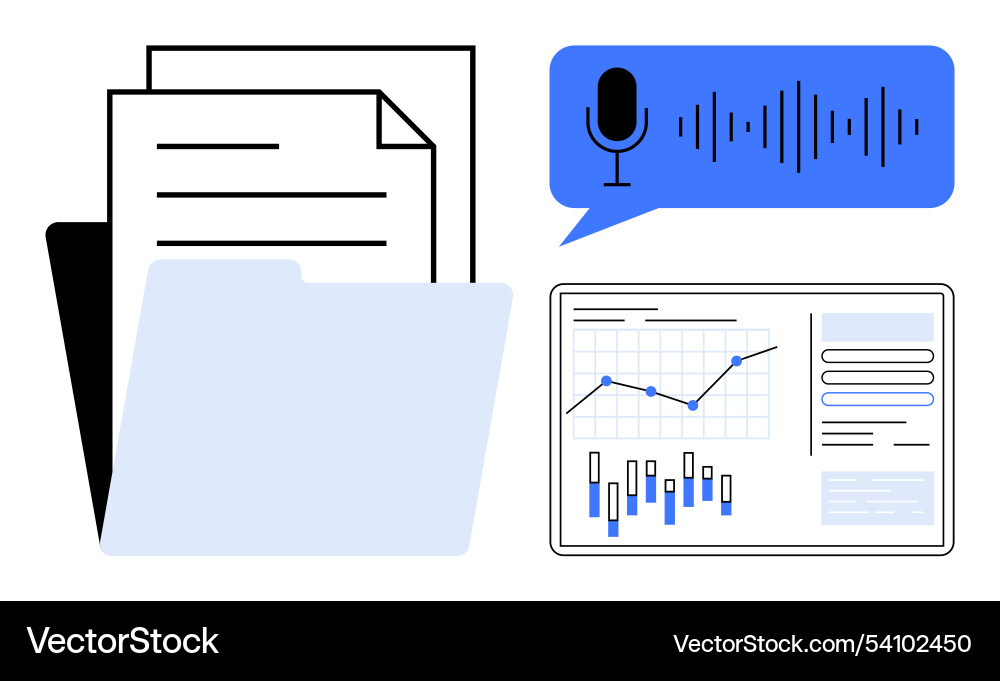 Files microphone voice recording and data Files microphone voice recording and data vector image