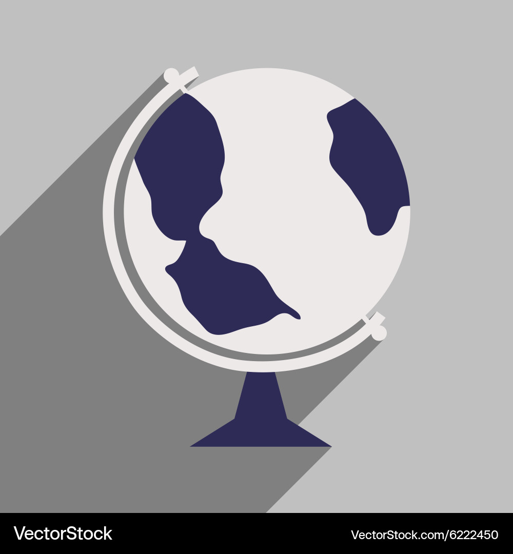Flat with shadow icon and mobile application globe vector image