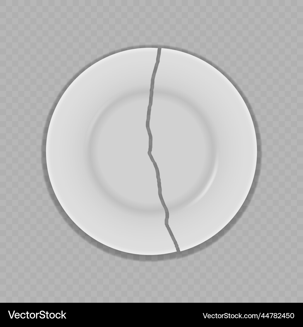 Isolated White Broken Plate Vector Image