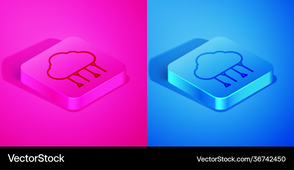 Isometric line network cloud connection icon vector image