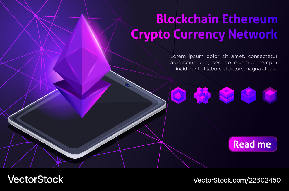 Isometry icon blockchain ethereum crypto currency Isometry icon blockchain ethereum crypto currency vector image
