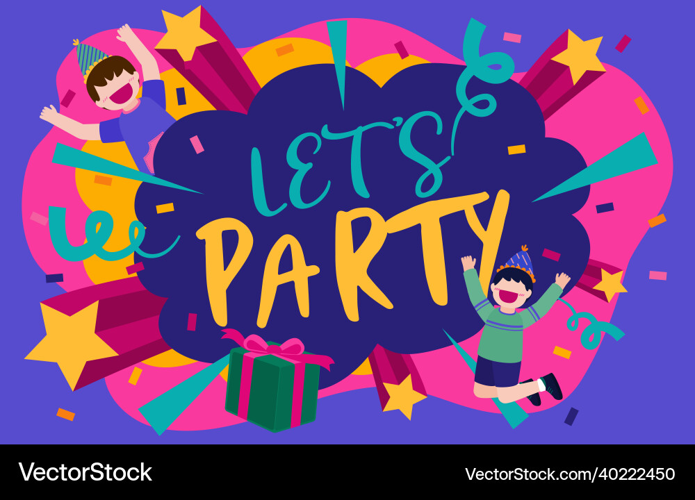 Lets party word on background and element asset Vector Image