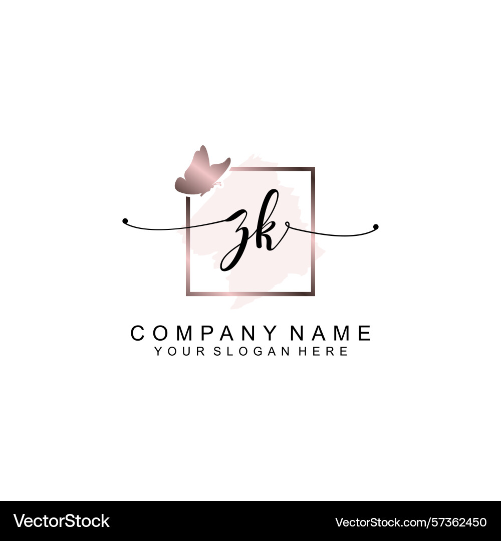 Minimalist handwritten zk initial logos with soft Vector Image