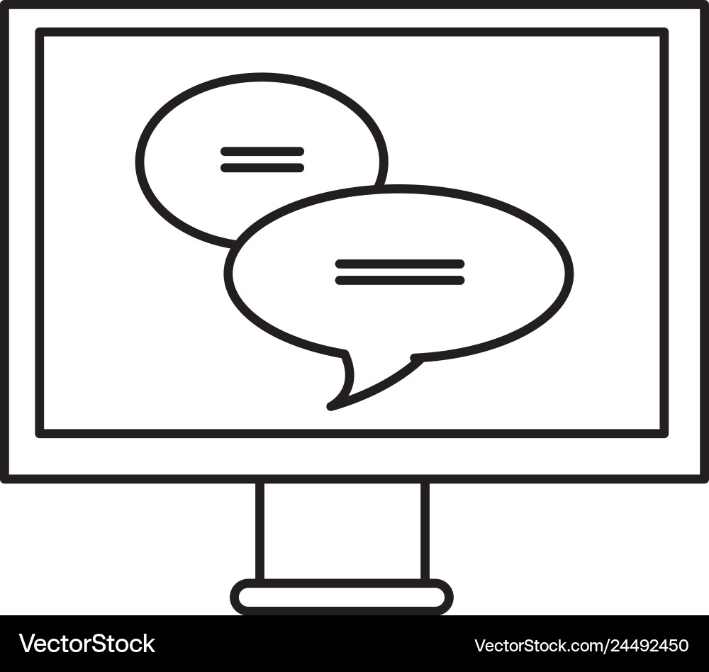 Monitor computer with speech bubbles Monitor computer with speech bubbles vector image