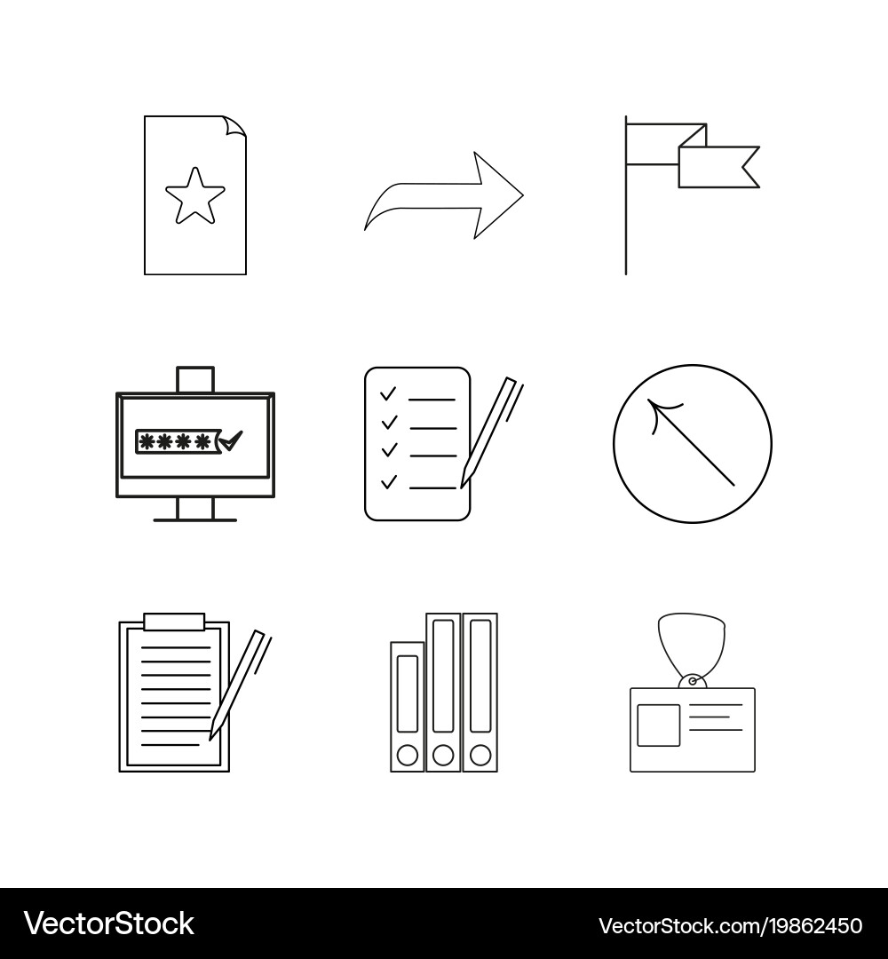 Office linear icon set simple outline icons vector image