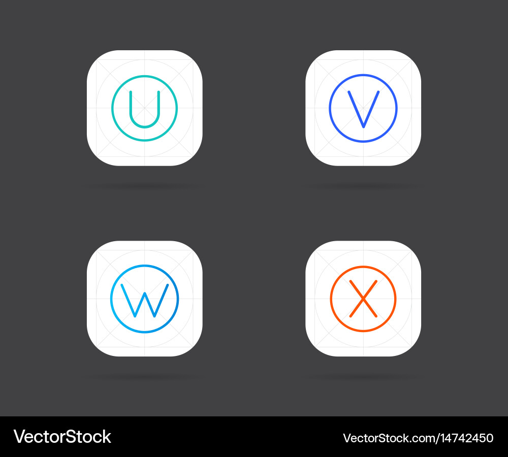 Set app icon template with guidelines fresh colour Vector Image
