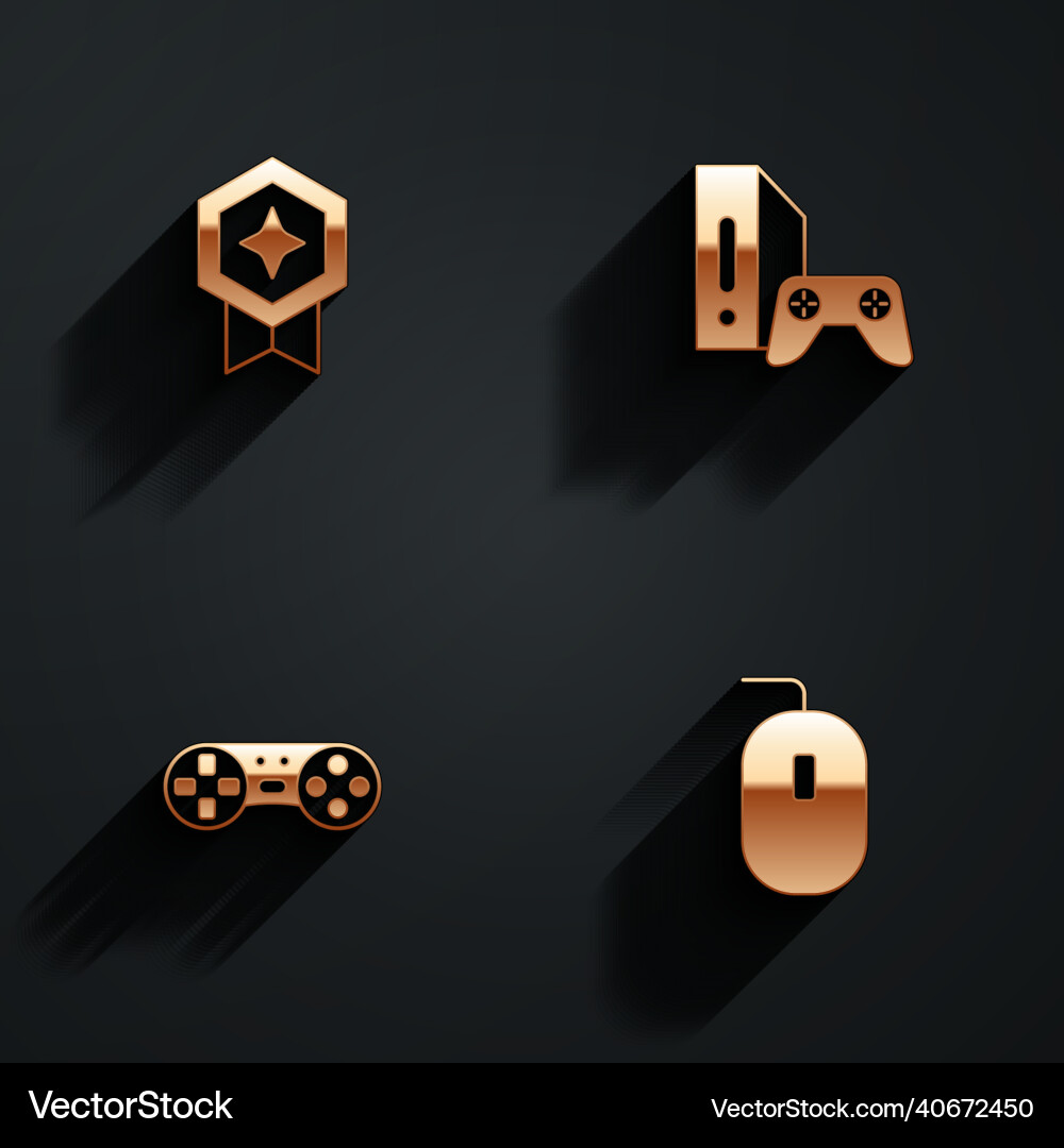 Set game rating with medal console joystick Set game rating with medal console joystick vector image