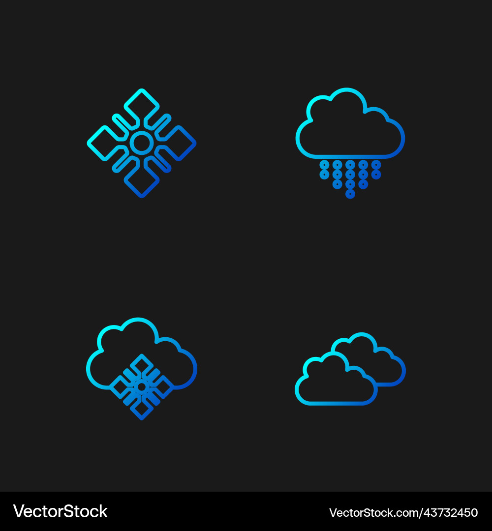 Set line cloud with snow snowflake and rain Vector Image