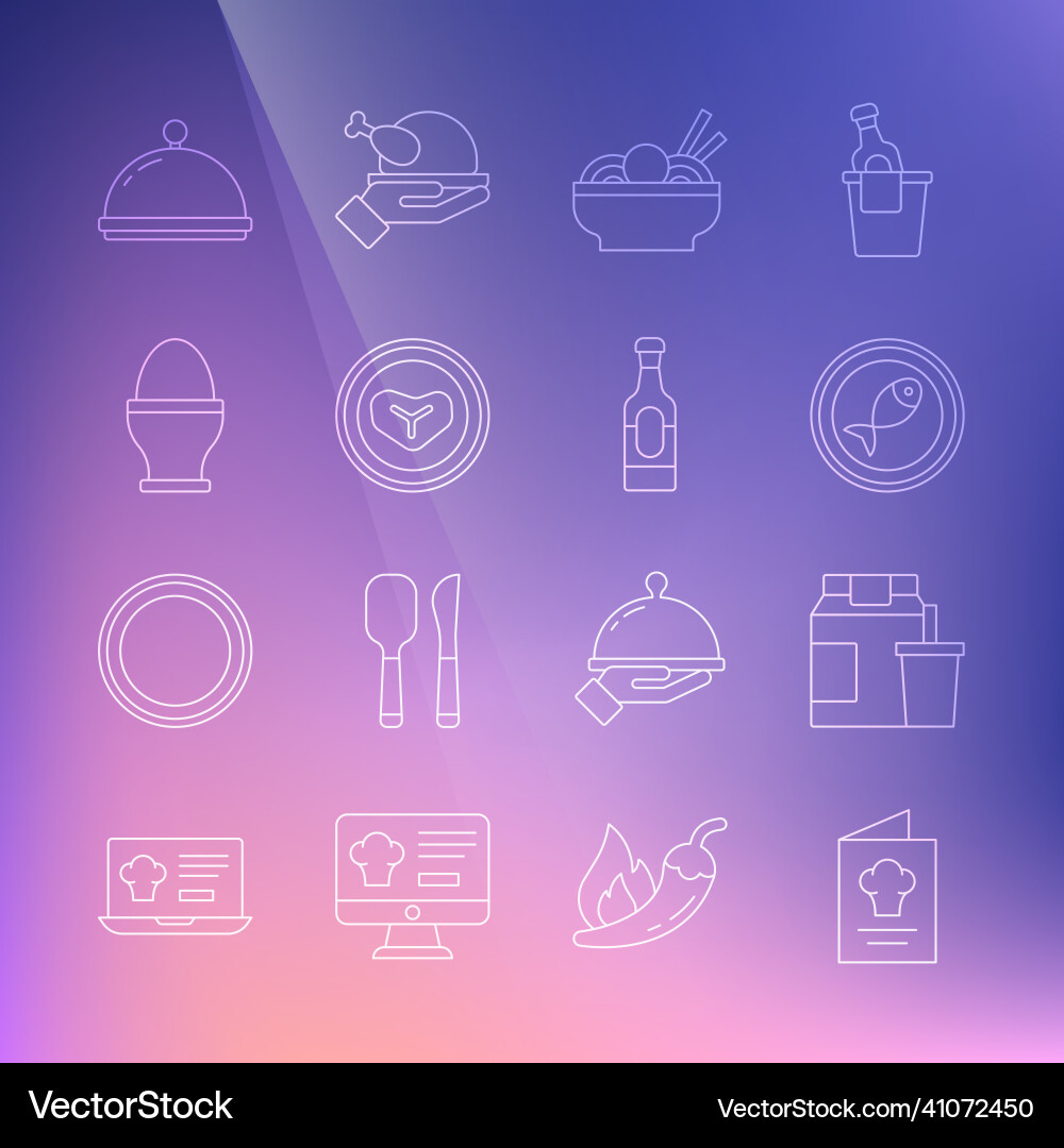Set line cookbook online ordering and delivery Vector Image
