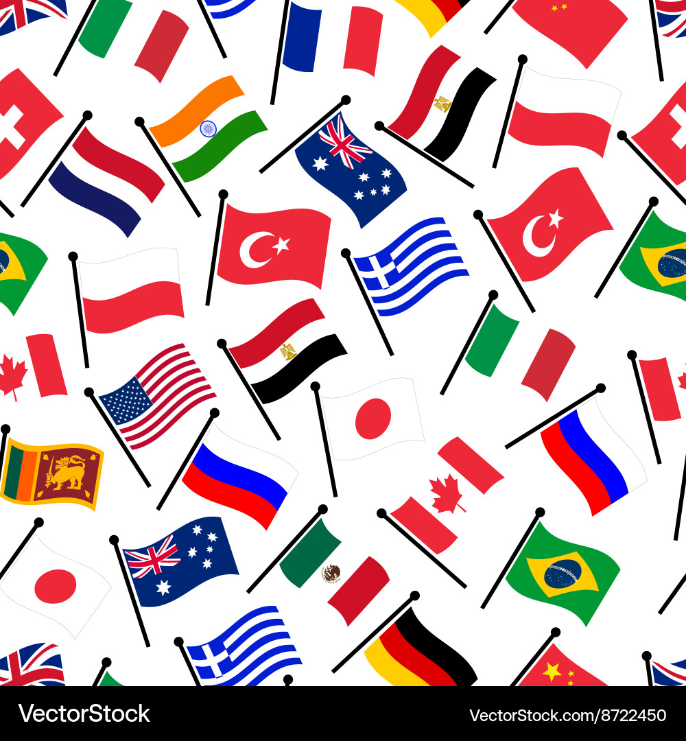 Simple color curved flags of different country vector image