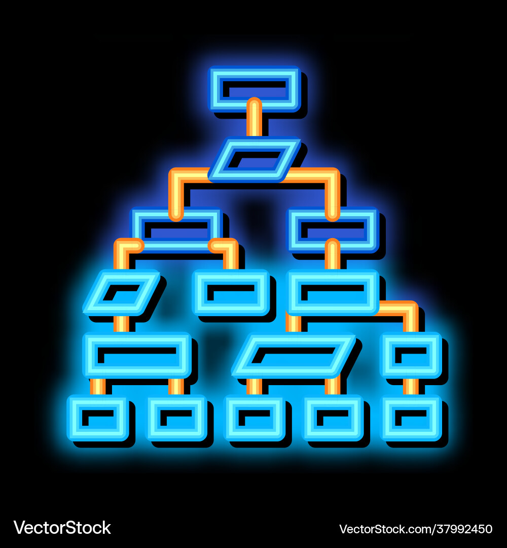 Structure computer system neon glow icon Structure computer system neon glow icon Vector Image