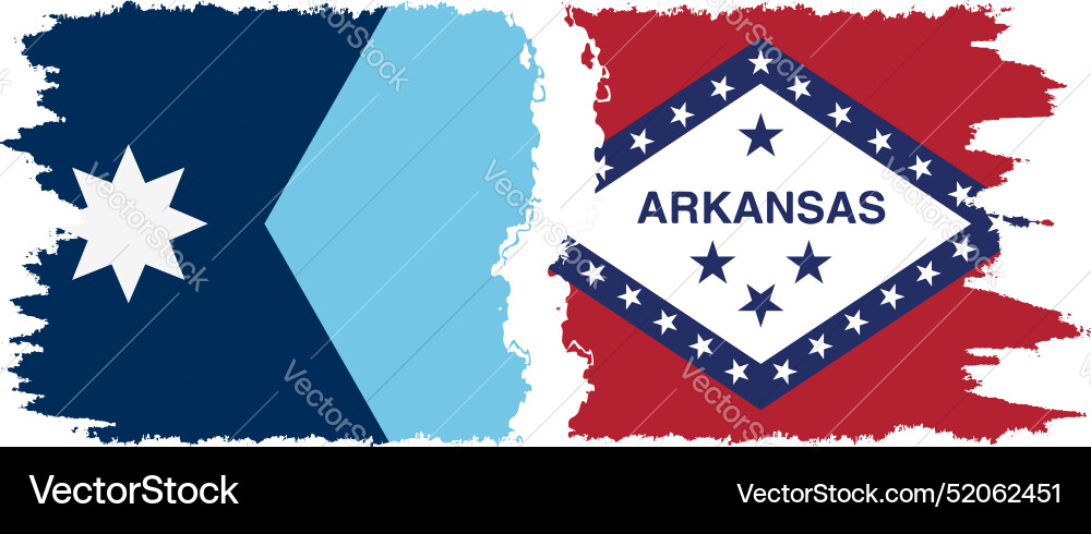 Arkansas and minnesota states grunge brush flags Arkansas and minnesota states grunge brush flags vector image