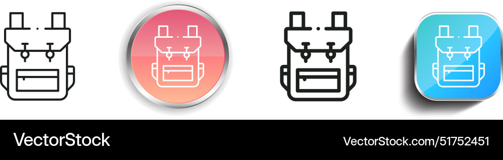 Backpack icon thin linear regular and button Backpack icon thin linear regular and button vector image