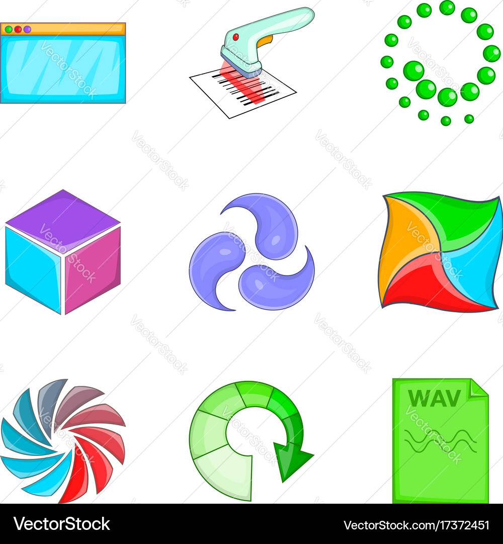 Cloud loading icon set cartoon style vector image